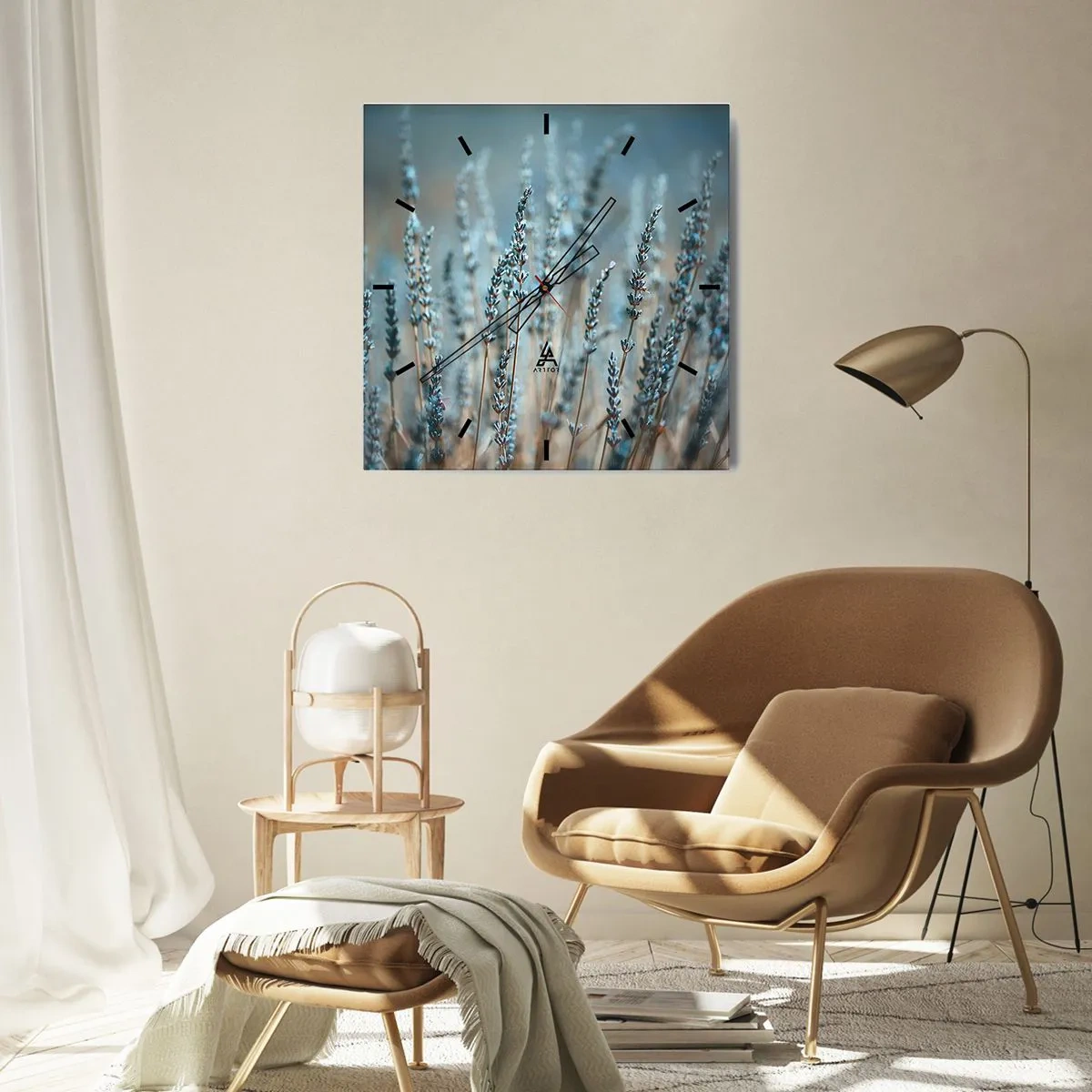 Orologio da parete - Orologio in Vetro - Campo profumato - 40x40 cm