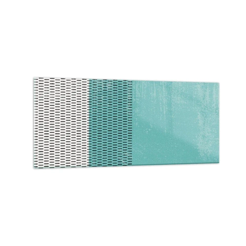 Quadro su vetro - Composizione geometrica con turchese e linee - 120x50cm - Composizione equilibrata - Decorazione murale moderna per soggiorno e camera da letto ARTTOR
