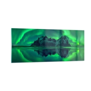 Quadro su vetro - Tra le braccia dell'aurora boreale - 100x40 cm