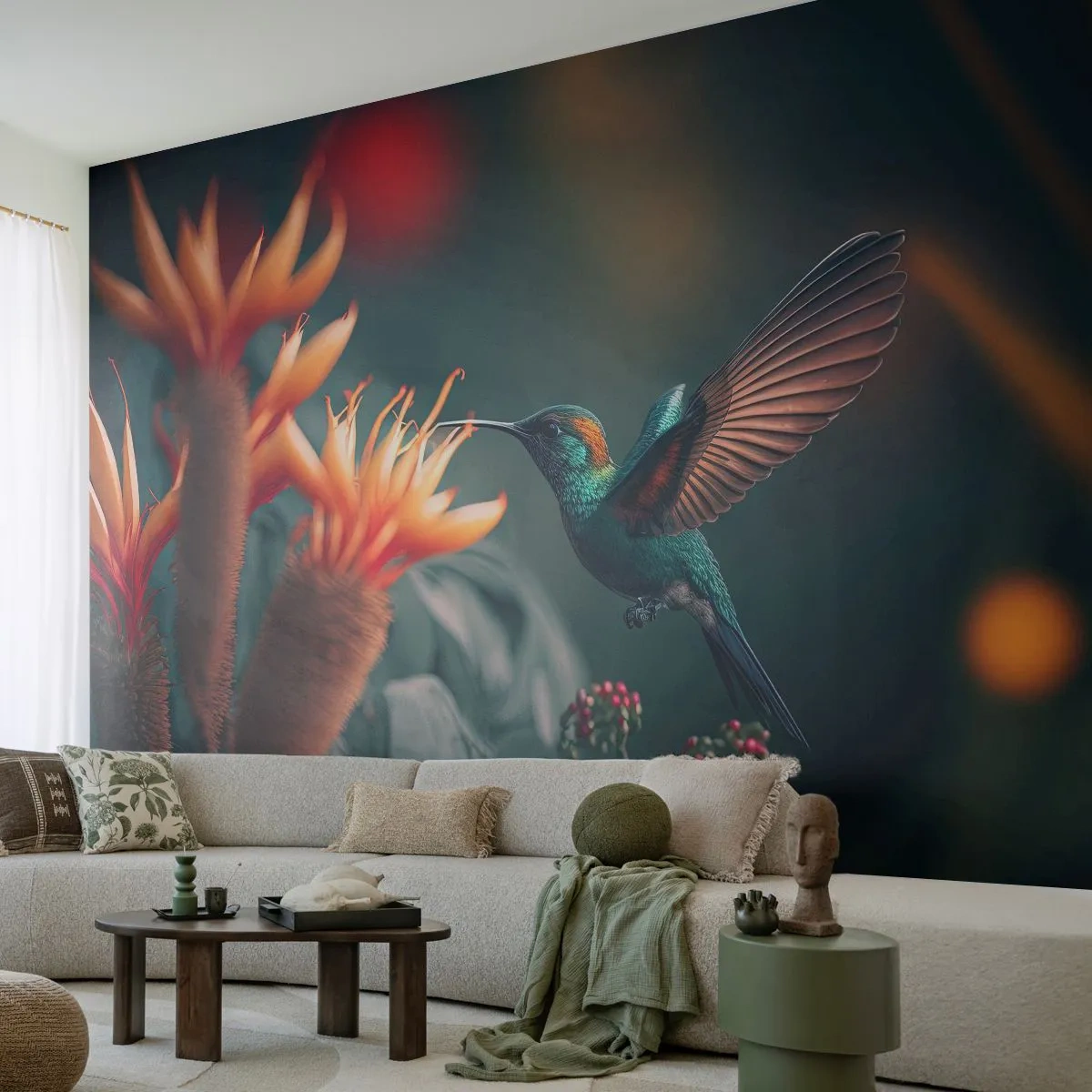 Fotomurali Standard Eco - Una vita davvero a colori - Uccello, Esotico, Fiore - 400x280 cm
