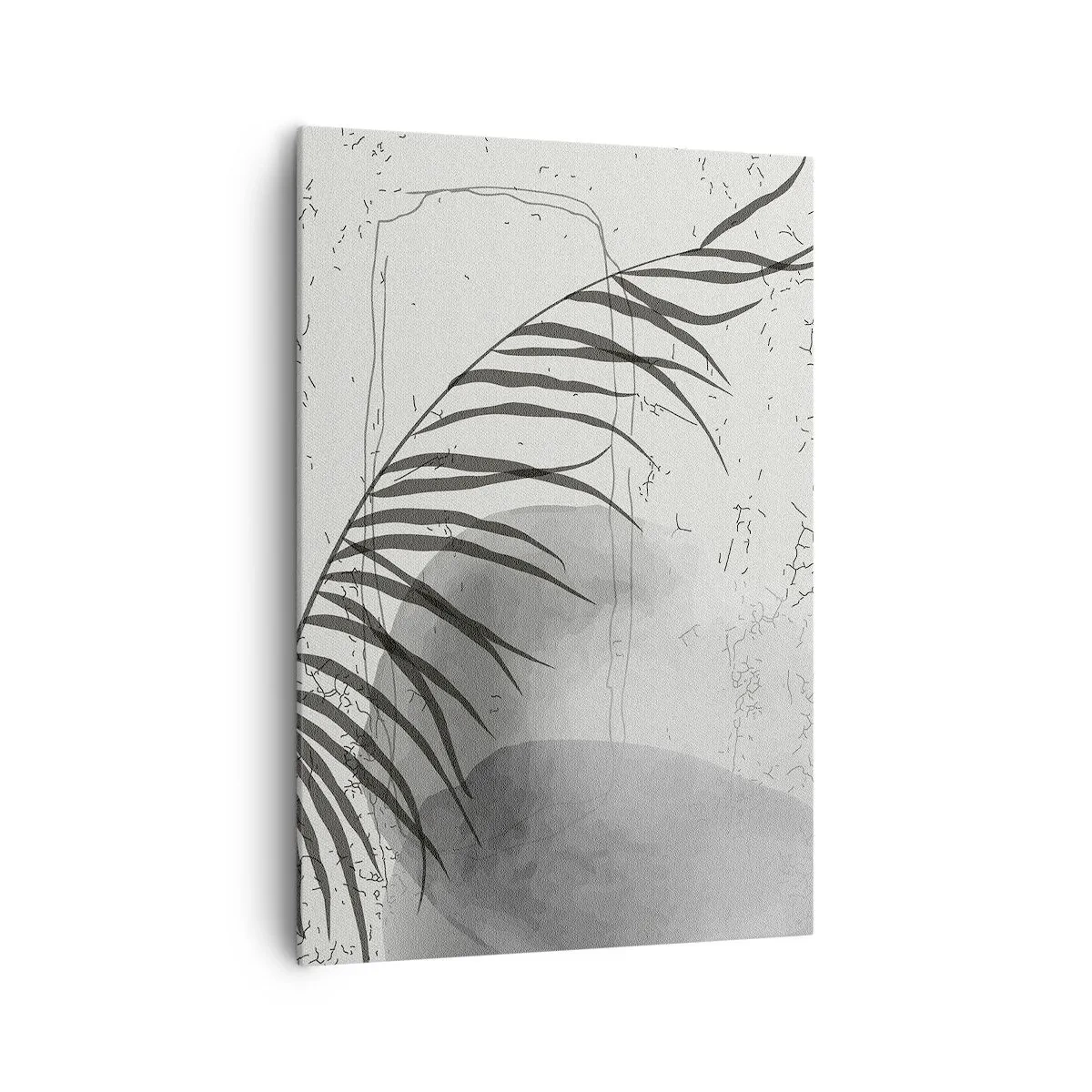 Quadro su tela - Stampe su Tela - Un delicato motivo a foglie di palma su uno sfondo chiaro in stile scandinavo. - 70x100cm - La delicata esoticità della natura - Decorazione murale moderna per soggiorno e camera da letto ARTTOR