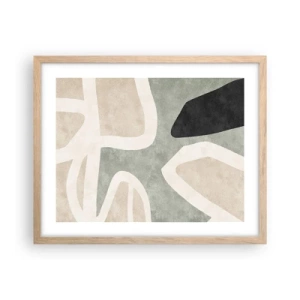 Poster in cornice rovere chiaro - Composizione con motivi in nero - 50x40 cm