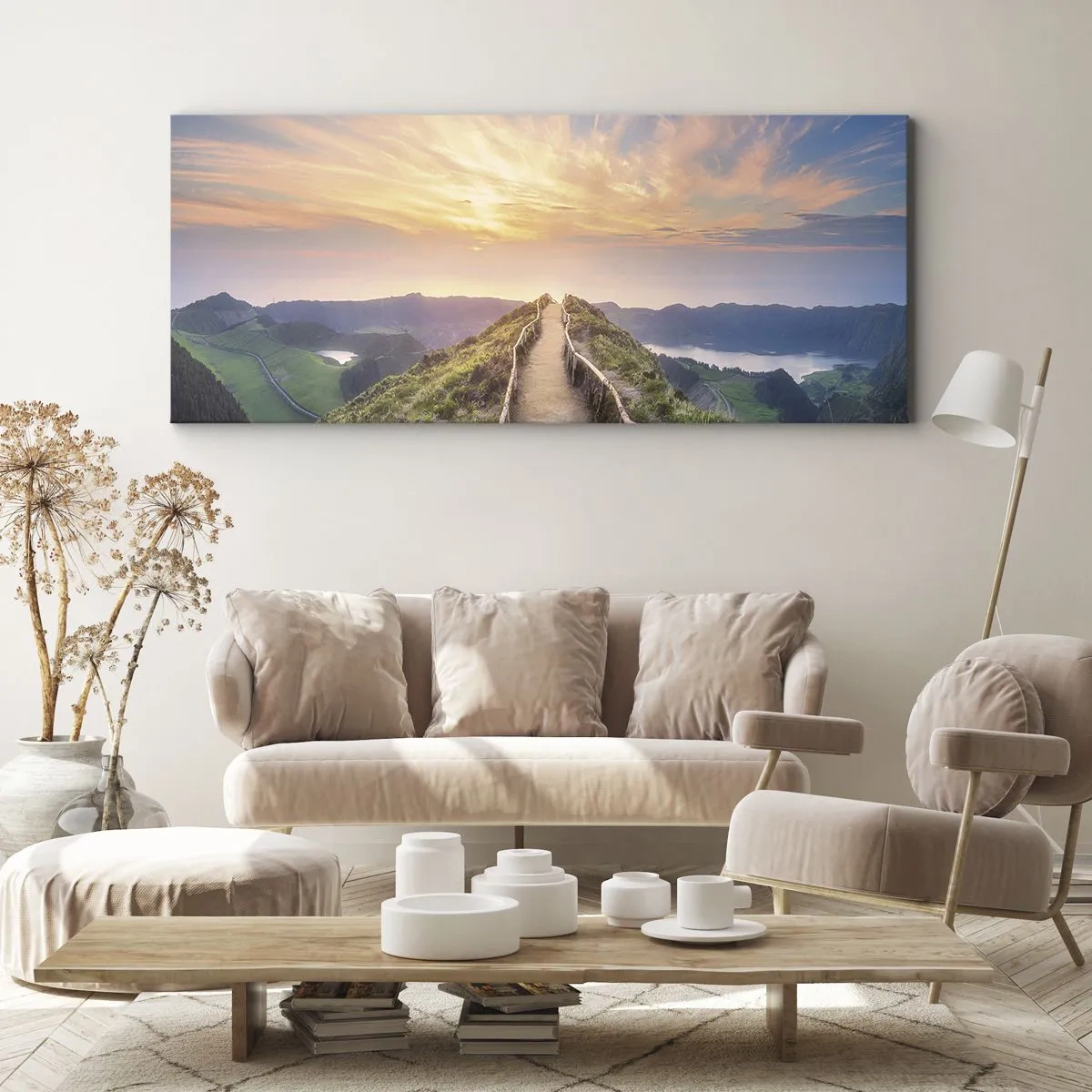 Quadro su tela - Stampe su Tela - Un pittoresco sentiero su una collina con vista sul tramonto - 140x50cm - Vicino al cielo - Decorazione murale moderna per soggiorno e camera da letto ARTTOR