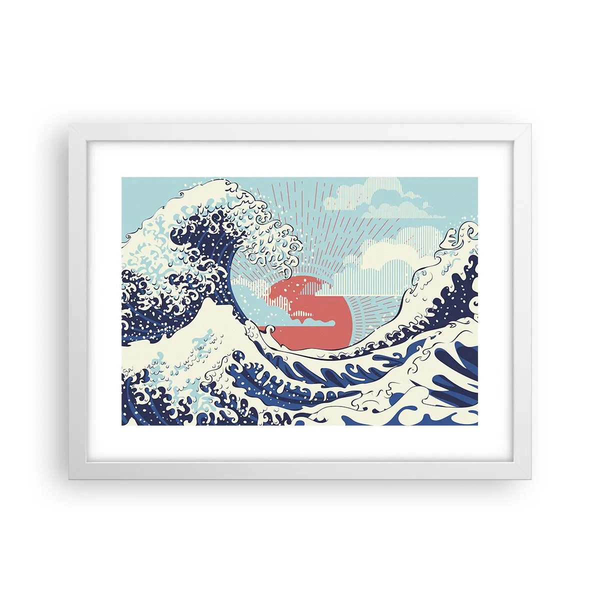 Poster in cornice bianca - Di ispirazione giapponese - 40x30 cm