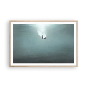Poster in cornice rovere chiaro - Nell'abbraccio dell'oceano - 91x61 cm