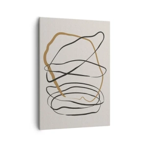 Quadro su tela - Stampe su Tela - Linee artistiche in nero e oro su uno sfondo chiaro - 50x70cm - Composizione: danza intricata - Decorazione murale moderna per soggiorno e camera da letto ARTTOR