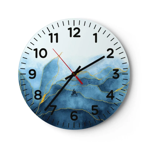 Orologio da parete - Orologio in Vetro - Blu nell'oro - 40x40 cm