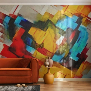 Fotomurali Premium Canvas - Intreccio multicolore - Astrazione, Cubismo, Pezzo - 300x210 cm