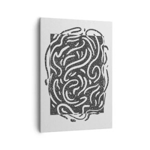 Quadro su tela - Stampe su Tela - Astrazione in bianco e nero in stile geometrico - 50x70cm - Astrazione: la danza della gioia - Decorazione murale moderna per soggiorno e camera da letto ARTTOR