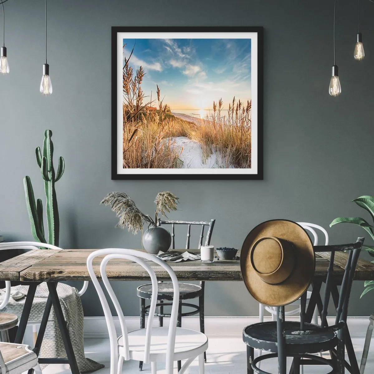 Poster in cornice nera - Spiaggia del nord - 40x40 cm