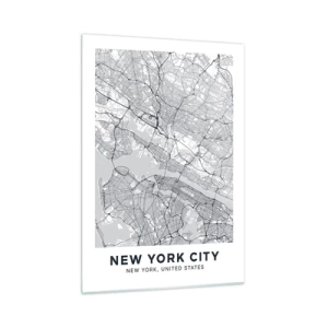 Quadro su vetro - Una mappa delle strade e dei quartieri delle grandi città in forma monocromatica - 50x70cm - Anatomia della metropoli - Decorazione murale moderna per soggiorno e camera da letto ARTTOR