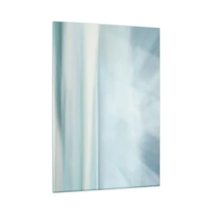 Quadro su vetro - Astrazione sfocata nelle tonalità del blu, bianco e grigio - 50x70cm - Pace fino all'orizzonte - Decorazione murale moderna per soggiorno e camera da letto ARTTOR
