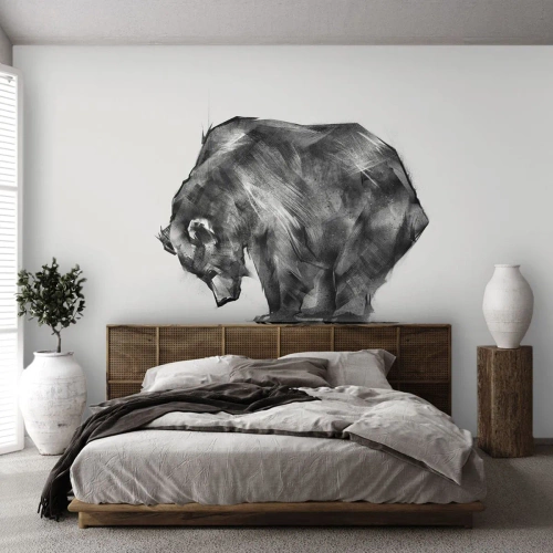 Fotomurali Standard Eco - Disegno astratto di un orso con riflesso nell'acqua - 100x70cm - Fa piacere vedere chi ci è caro - Decorazione murale moderna per soggiorno e camera da letto ARTTOR
