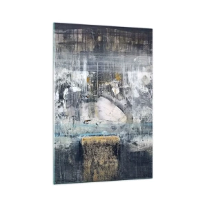 Quadro su vetro - Composizione astratta in toni freddi - 70x100cm - Talvolta è facile, talvolta è difficile - Decorazione murale moderna per soggiorno e camera da letto ARTTOR