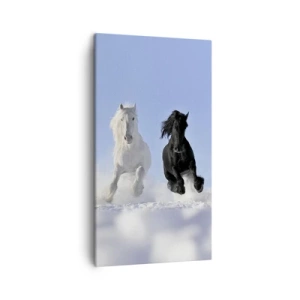 Quadro su tela - Stampe su Tela - Galoppo in bianco e nero - 45x80 cm