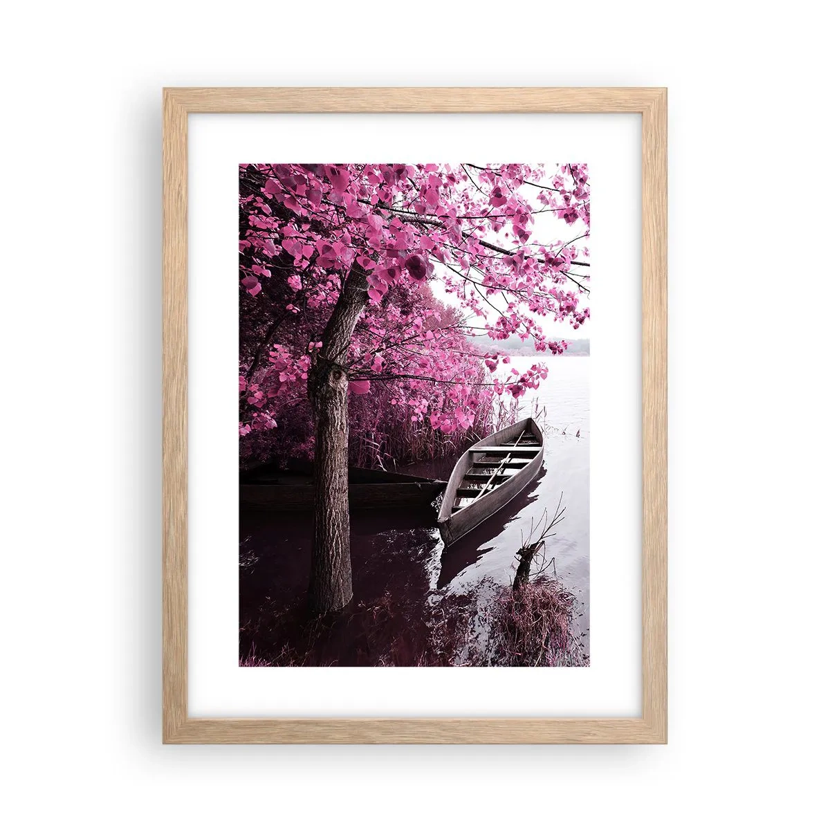 Poster in cornice rovere chiaro - Nel silenzio rosa - 30x40 cm