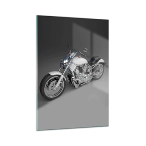 Quadro su vetro - Una motocicletta elegante su sfondo grigio con un tocco moderno - 50x70cm - Viene voglia di inginocchiarsi - Decorazione murale moderna per soggiorno e camera da letto ARTTOR