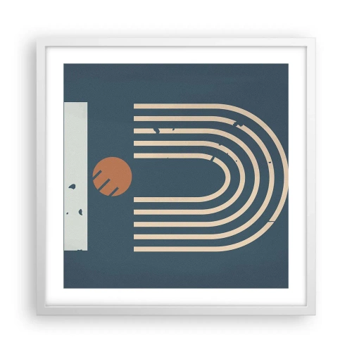 Poster in cornice bianca - Geometria in blu - 50x50 cm