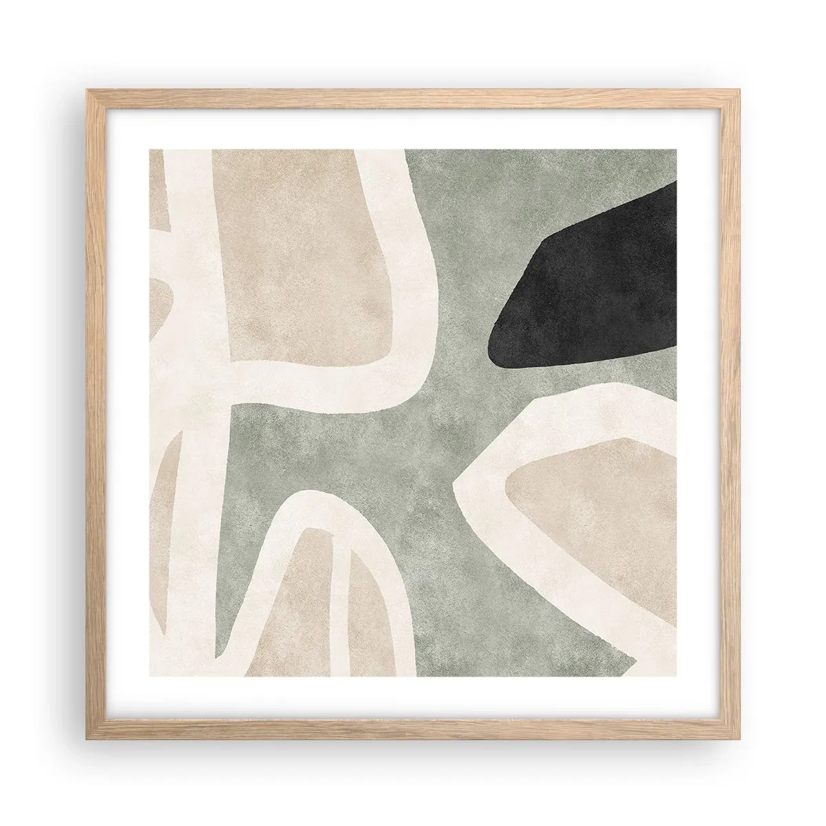 Poster in cornice rovere chiaro - Composizione con motivi in nero - 50x50 cm