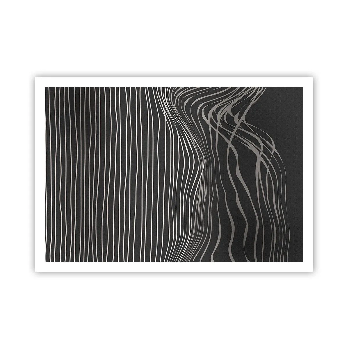 Poster - Linee bianche su sfondo grigio scuro in una disposizione astratta - 100x70cm - Ritmo e accento - Decorazione murale moderna per soggiorno e camera da letto ARTTOR