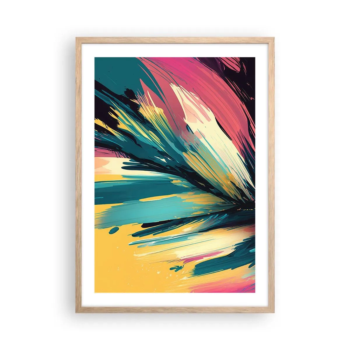 Poster in cornice rovere chiaro - Composizione: esplosione di gioia - 50x70 cm