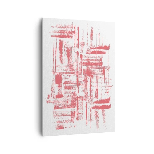 Quadro su tela - Stampe su Tela - Texture astratte rosa su sfondo bianco - 70x100cm - Città rossa - Decorazione murale moderna per soggiorno e camera da letto ARTTOR