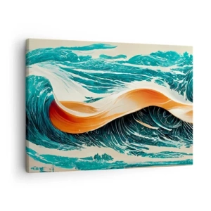 Quadro su tela - Stampe su Tela - Onde marine dinamiche con nastro astratto - 70x50cm - Il sogno del surfista - Decorazione murale moderna per soggiorno e camera da letto ARTTOR