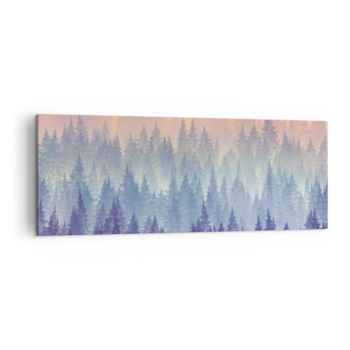 Quadro su tela - Stampe su Tela - Una foresta nebbiosa nei toni del viola e dell'arancione - 140x50cm - Alto, più in alto, fino al cielo - Decorazione murale moderna per soggiorno e camera da letto ARTTOR