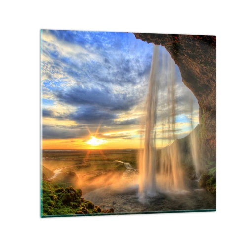 Quadro su vetro - Il mondo dietro una tenda di gocce - 70x70 cm