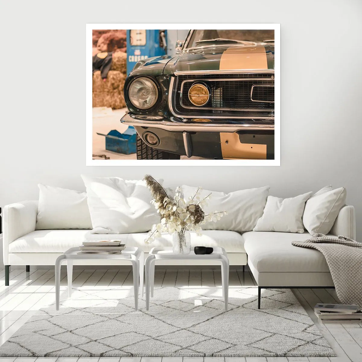 Poster - Un'auto retrò iconica in un ambiente classico - 100x70cm - Incontro con la leggenda - Decorazione murale moderna per soggiorno e camera da letto ARTTOR