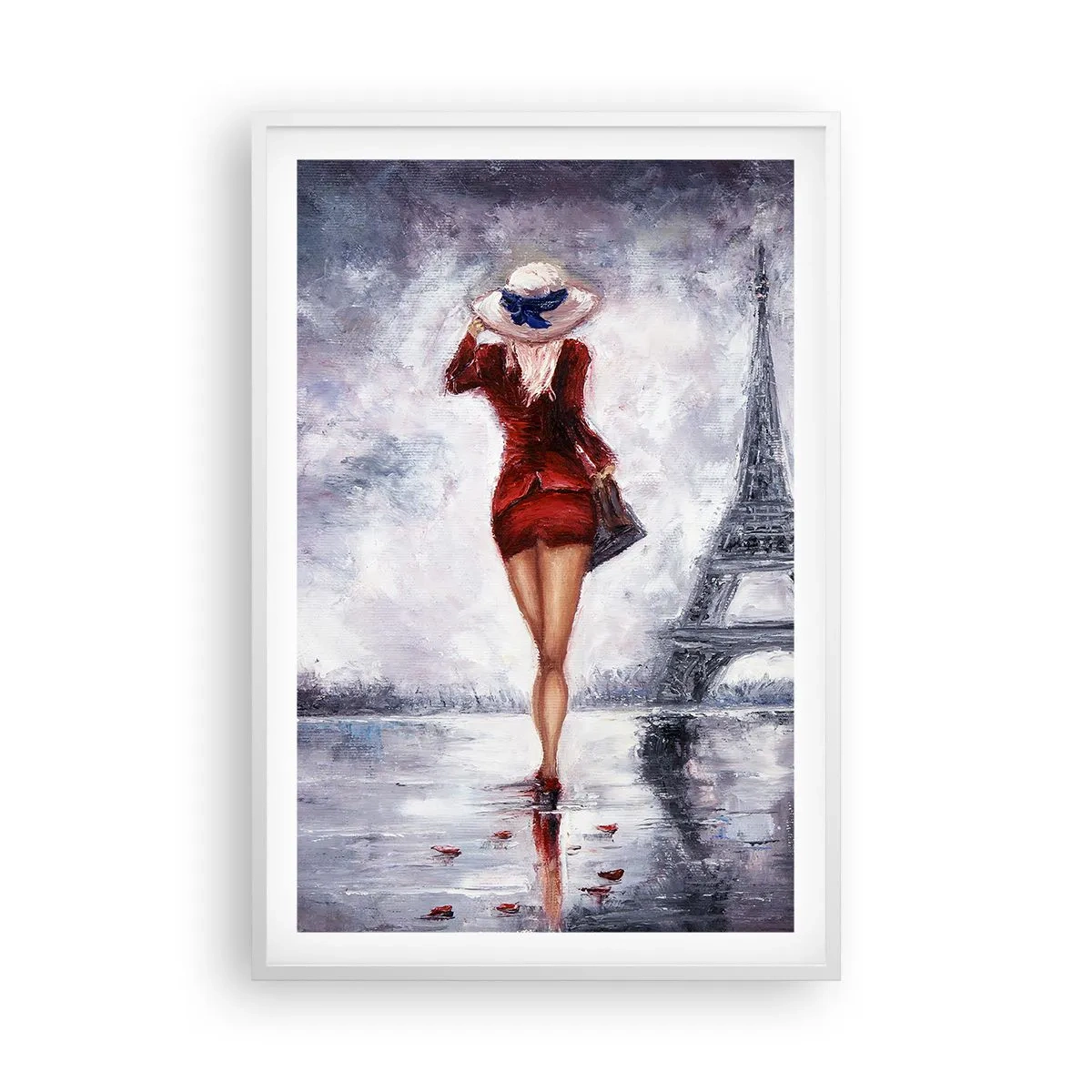 Poster in cornice bianca - Simboli di Parigi - 61x91 cm