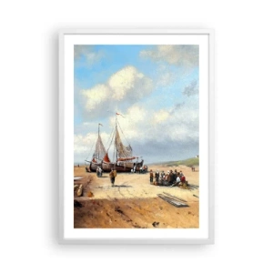 Poster in cornice bianca - Dopo una buona pesca - 50x70 cm