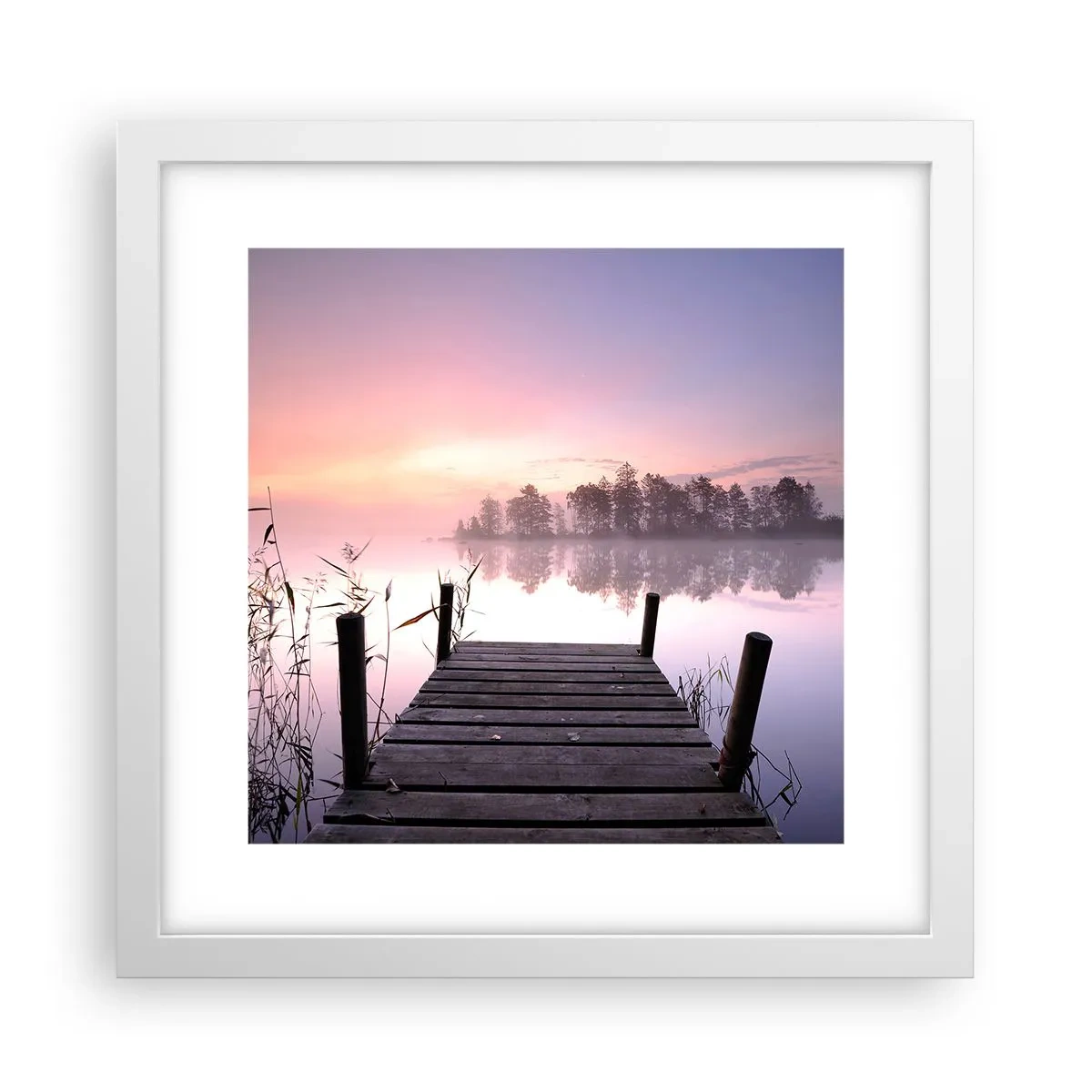 Poster in cornice bianca - Nebbia color lilla - 30x30 cm