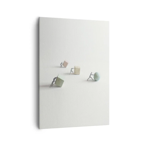 Quadro su tela - Stampe su Tela - Miniature che spingono forme su uno sfondo chiaro - 50x70cm - È la vita - Decorazione murale moderna per soggiorno e camera da letto ARTTOR