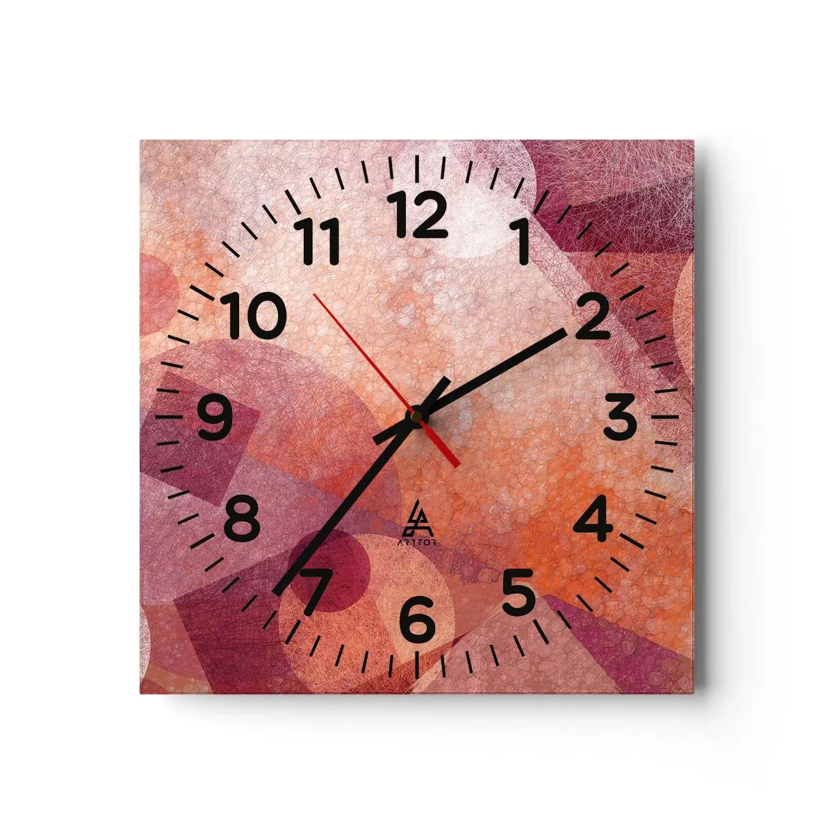 Orologio da parete - Orologio in Vetro - Trasformazioni geometriche in rosa - 40x40 cm