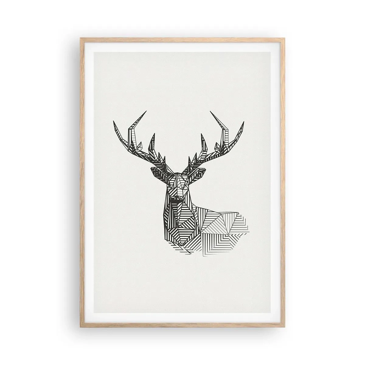 Poster in cornice rovere chiaro - Cervo in stile cubista - 70x100 cm