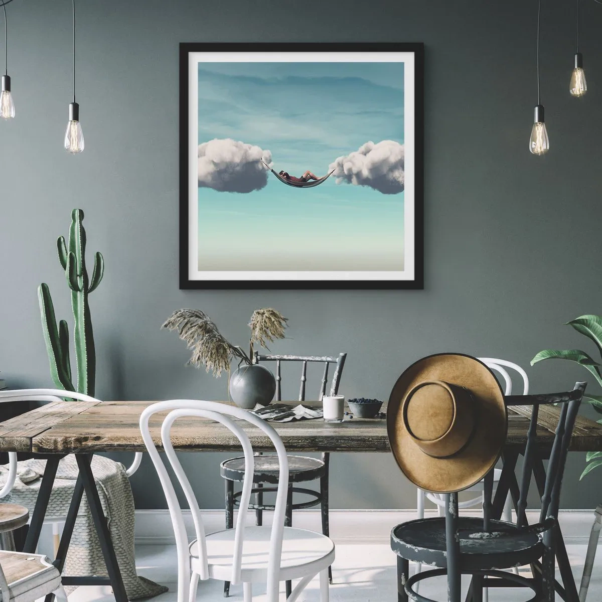 Poster in cornice nera - La felicità del momento - 30x30 cm