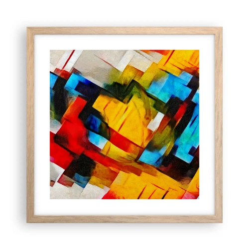 Poster in cornice rovere chiaro - Intreccio multicolore - 40x40 cm