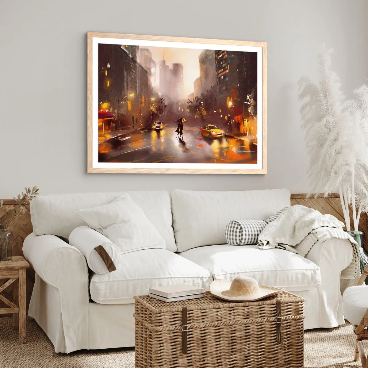 Poster in cornice rovere chiaro - Nelle luci di New York - 91x61 cm