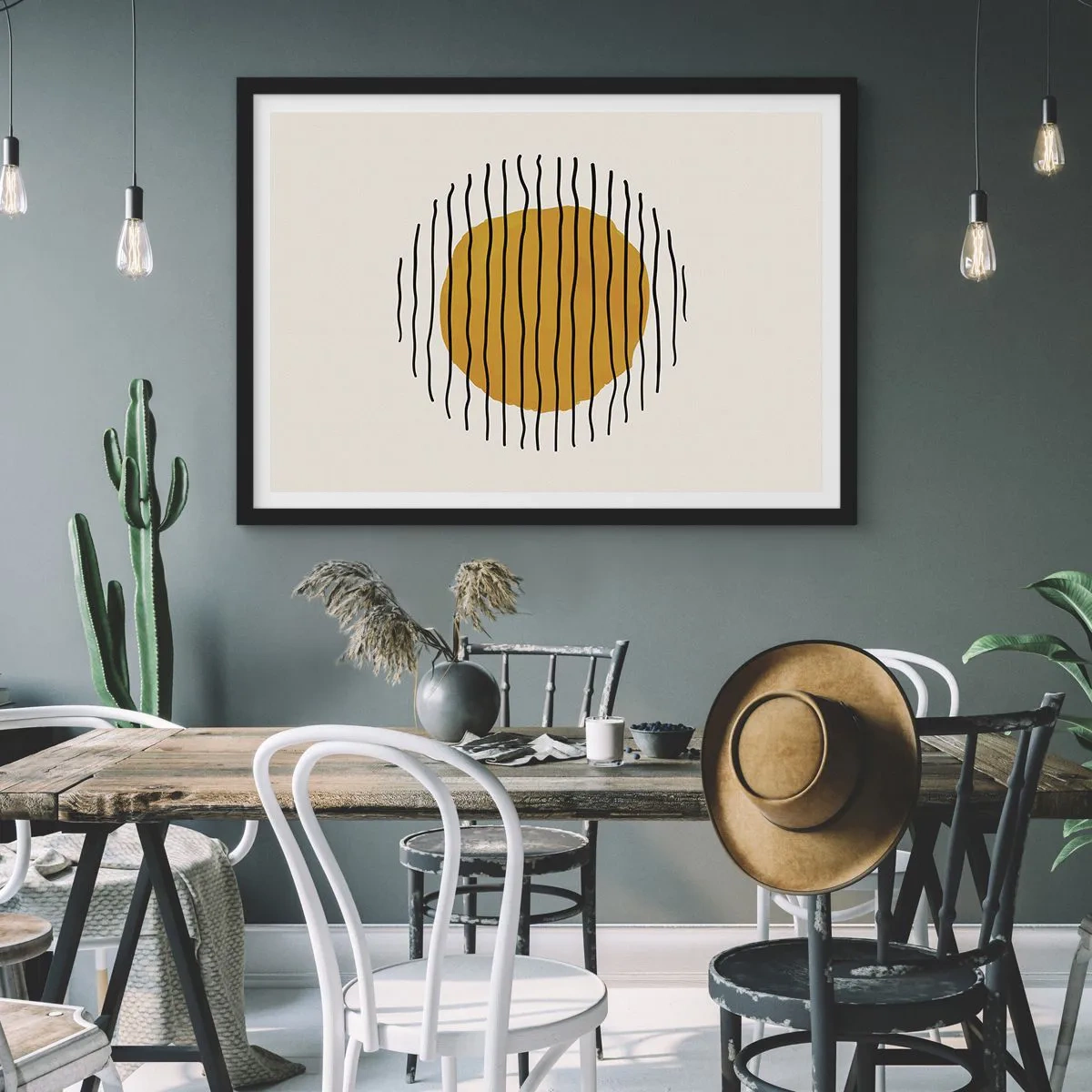 Poster in cornice nera - Astrazione fremente di calore - 50x40 cm