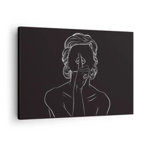 Quadro su tela - Stampe su Tela - Silhouette minimalista di una donna su sfondo nero - 70x50cm - Il bello emerge nel silenzio - Decorazione murale moderna per soggiorno e camera da letto ARTTOR