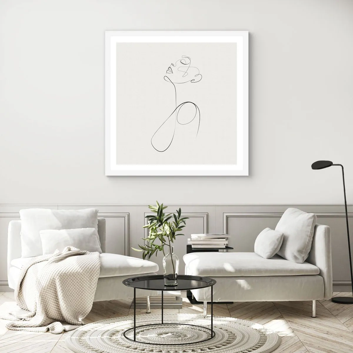 Poster in cornice bianca - Avvolta nei sogni - 60x60 cm