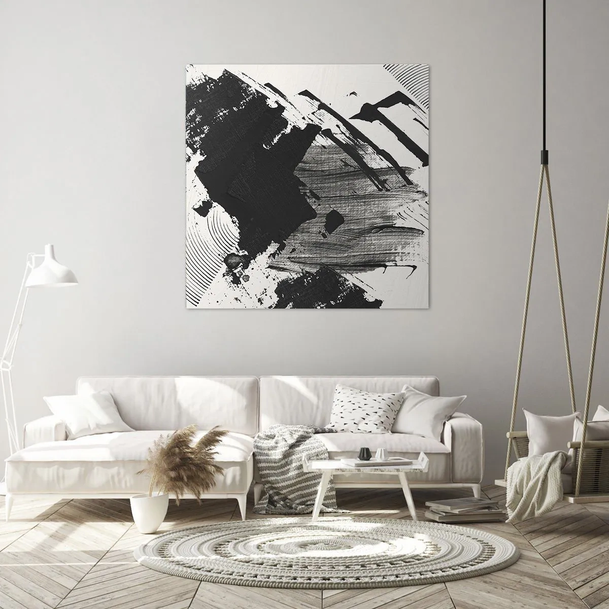 Quadro su tela - Stampe su Tela - Astrazione: espressione di nero - 50x50 cm