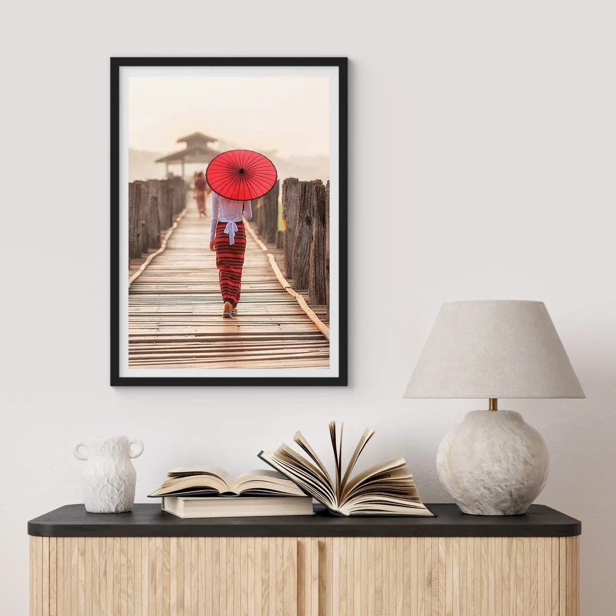 Poster in cornice nera - Sul vecchio ponte - 61x91 cm