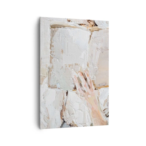 Quadro su tela - Stampe su Tela - Dipinto impressionista raffigurante una mano che tiene un libro aperto. - 70x100cm - In un altro mondo - Decorazione murale moderna per soggiorno e camera da letto ARTTOR