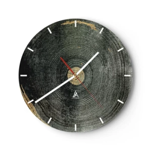 Orologio da parete - Orologio in Vetro - Struttura in venature del legno con sottili accenti dorati - 30x30cm - Cambiamento e persistenza - Decorazione murale moderna per soggiorno, cucina e camera da letto ARTTOR