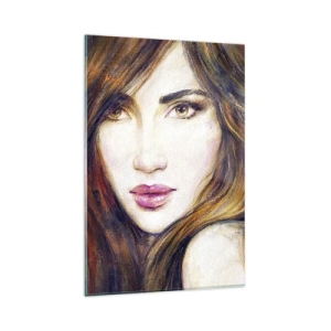 Quadro su vetro - Ritratto di donna in stile pittorico - 80x120cm - Un penny per i tuoi pensieri - Decorazione murale moderna per soggiorno e camera da letto ARTTOR