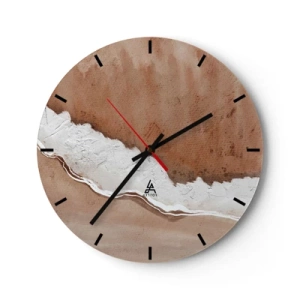 Orologio da parete - Orologio in Vetro - Texture marrone e bianca ispirata alla natura - 30x30cm - Nei colori della terra - Decorazione murale moderna per soggiorno, cucina e camera da letto ARTTOR