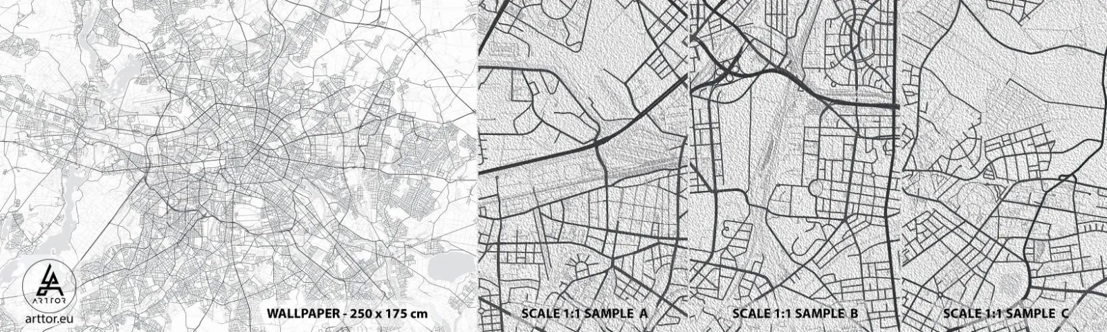 Campione di Fotomurale Premium Sand - Il fiore di Berlino - Città, Mappa della città, Berlino - 100x30 cm