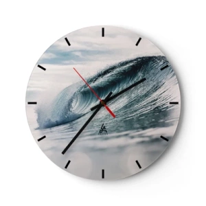 Orologio da parete - Orologio in Vetro - Un'onda oceanica dinamica catturata in movimento - 30x30cm - Cima d'acqua - Decorazione murale moderna per soggiorno, cucina e camera da letto ARTTOR